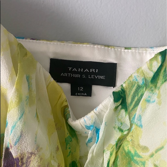 TAHARI Watercolor Dress With Ribbon Detail - Picture 4 of 7